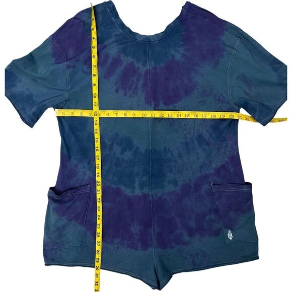 đ Free People Hot Shot Tee Romper in Custom Tie Dye Blue & Purple SZ Small - Picture 7 of 10